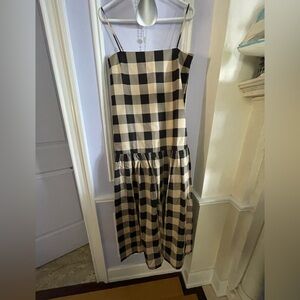 SER.O.YA Black and Cream Plaid Midi Dress